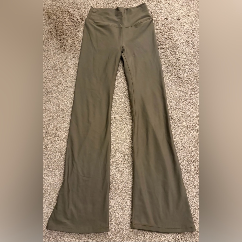 Women’s High-Waist Flare Pants in Olive Green